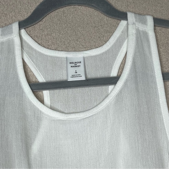 Melrose & Market Racerback Flowy Tank Top-White-Women’s S-Casual-Summer-Classic - Picture 3 of 9